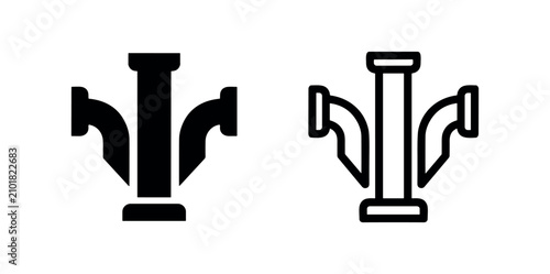 Plumbing pipe connection junction icon set