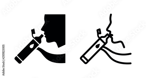 Foto Person vaping or using an e-cigarette vector icon set, electronic smoking device for nicotine delivery