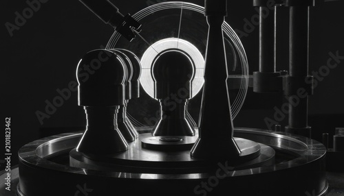 Medium shot featuring silhouette inspection of tapered turned components on an optical comparator highlighting angular measurement and surface uniformity analysis.