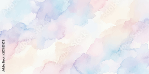 Soft watercolor washes in pastel hues of pink, blue, and lavender blend harmoniously, creating a gentle and dreamy abstract background with a soft texture.