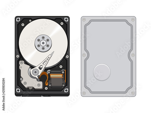 Computer parts. HDD hard disk. flat design style vector illustration EPS 10.