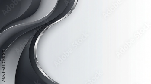 Abstract black and white wavy background with smooth curves  