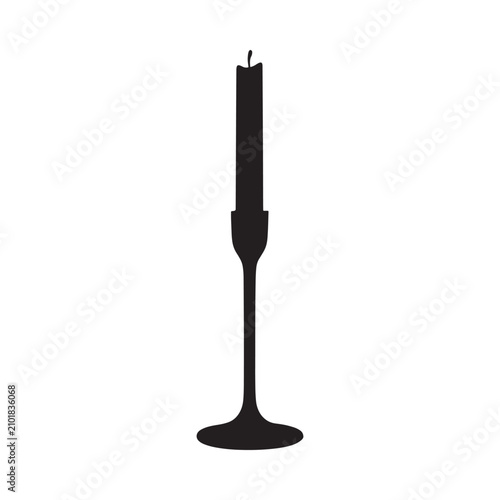 Slika na platnu Candlestick Silhouette On White Background Minimalist Decorative Object