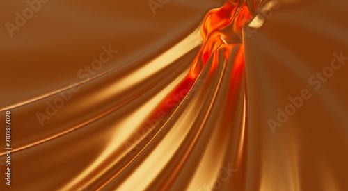 Slika na platnu Luxurious golden silk fabric waves with highlights and shadows, creating an eleg
