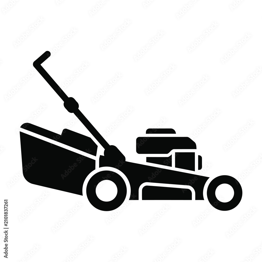 Fototapeta premium Lawn mower silhouette on white background