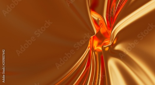 Fotografie Luxurious gold material draped and flowing with warm light reflections