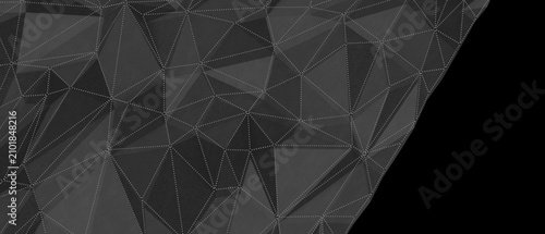 Принти на полотні Intricate dark geometric abstract background with wireframe connections and shar