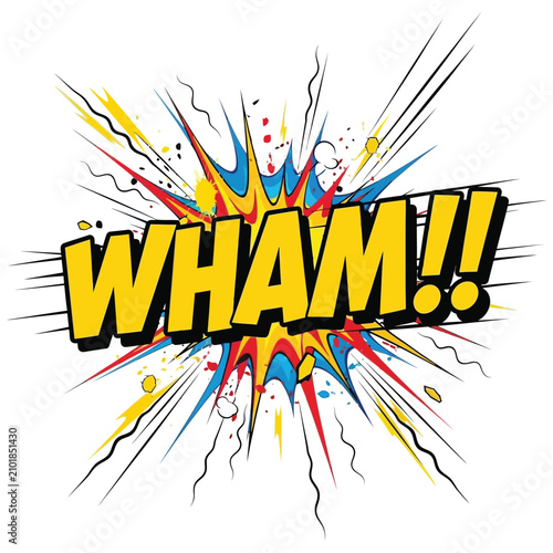 Obraz na płótnie Comic style explosion sound effect wham with impact lines
