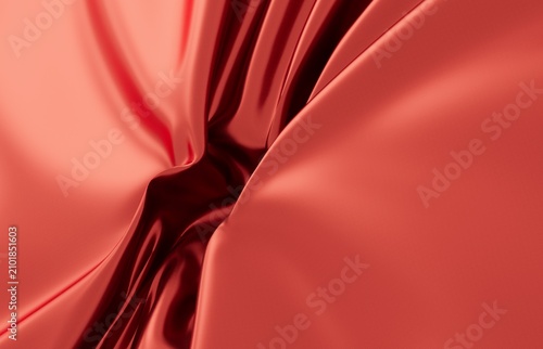 Luxurious red silk fabric w...