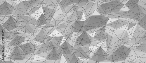 Foto Monochromatic digital abstract pattern with interconnected geometric shapes and nodal connections