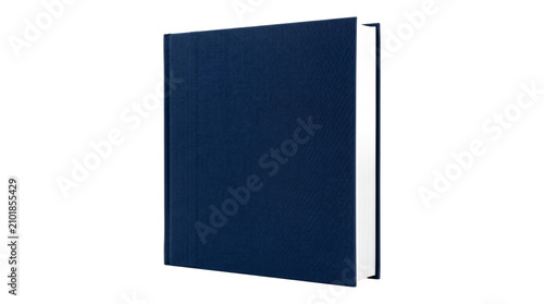 Canvastavla Closed dark blue hardcover book standing upright on a transparent background for design mockups