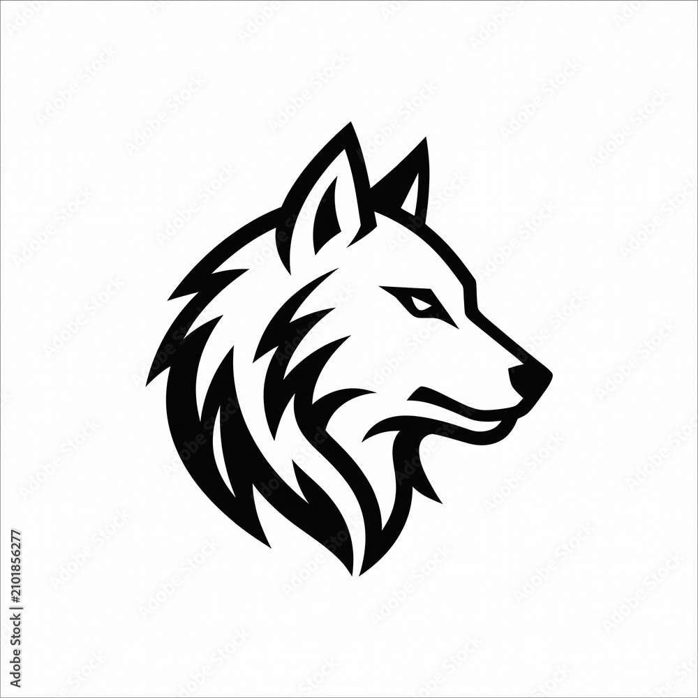 Obraz premium Minimalist black and white wolf head vector logo icon design
