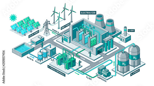 Industrial factory with power generation.