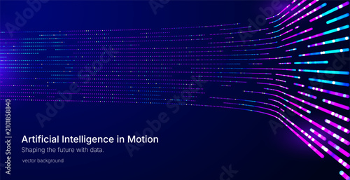 Futuristic data array visualization with flowing particle waves and digital interface representing big data analysis, pattern recognition, artificial intelligence, machine learning vector background