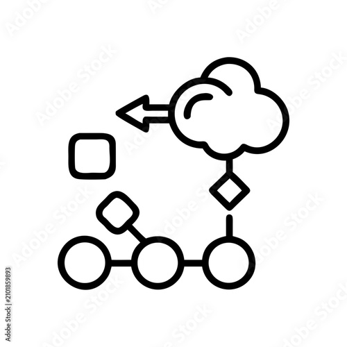 Reasoning Chain Line Icon Vector Illustration – AI Chain of Thought Reasoning Symbol, Logical Inference Process Outline Icon, LLM Prompt Engineering and Generative AI Technology Concept