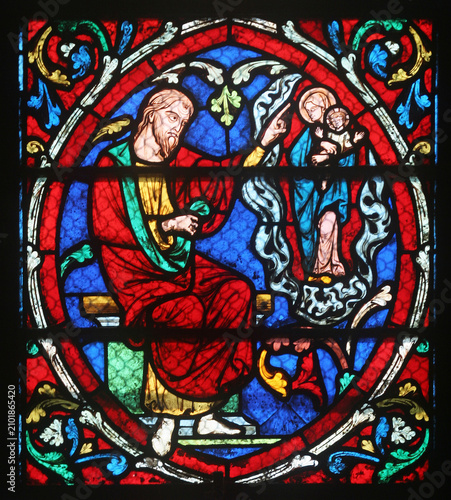 Tree of Jesse, stained glass window in the Notre Dame Cathedral, UNESCO World Heritage Site in Paris, France