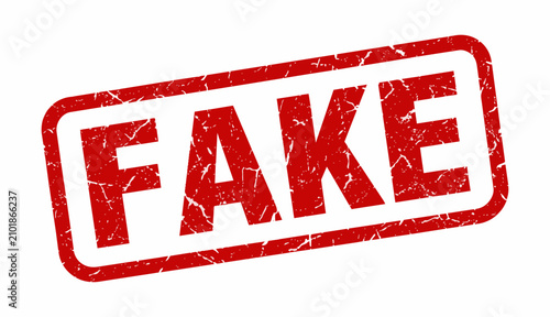 Quadro su tela Red distressed rubber stamp with the word FAKE, ideal for fraud, counterfeit, and warning designs