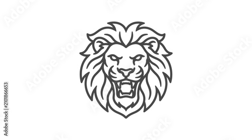 Photography Roaring Lion Head Outline Vector