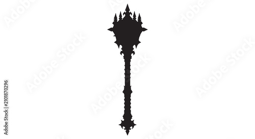 Schilderij op canvas Ornate mace with spiked head black silhouette