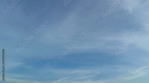 Beautiful blue sky background with moving soft white clouds time lapse video