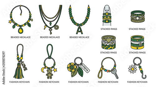 Fotografía Hand-drawn jewelry and accessories collection