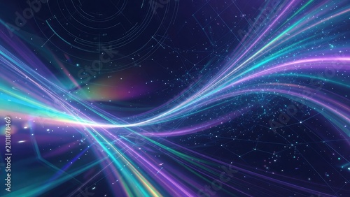 Abstract light waves in vibrant colors creating a dynamic digital background for technology and design concepts