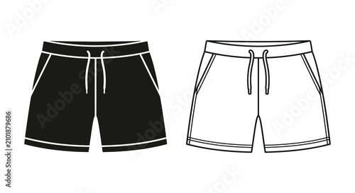 Bild auf Leinwand Shorts Silhouette In Black And White Minimalist Outline Illustration