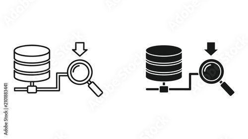 Фотография Database search icon set, vector illustration of data analysis and information r