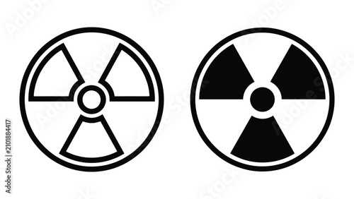 Photos Radiation hazard warning sign, radioactive symbol, nuclear energy icon, vector i
