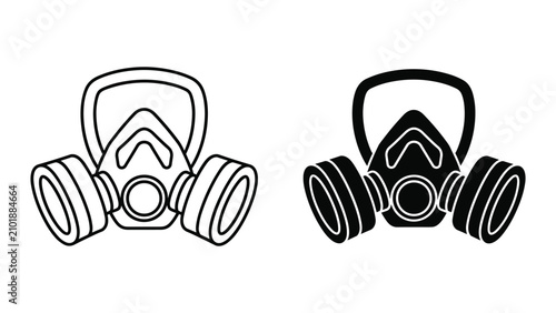 Bild auf Leinwand Respirator mask icon set, safety equipment for protection against dust, chemical