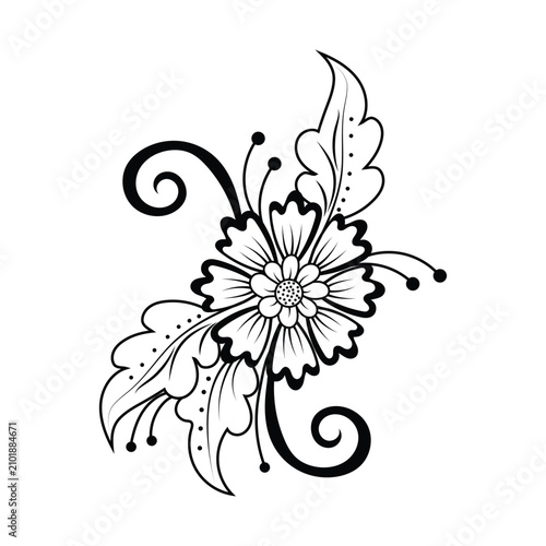 flower plant silhouette outline illustration coloring book page design,