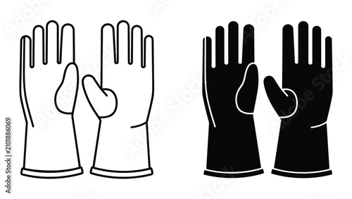 Quadro su tela Rubber gloves icon set, protective household equipment for cleaning, vector illu