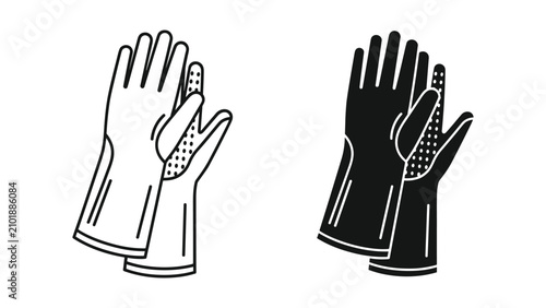 Photos Rubber gloves icon set, simple style protective gloves for cleaning, washing dis