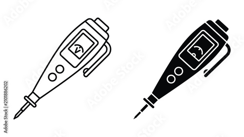 Fotografie Digital voltage tester pen icon set, electrical circuit detector, noncontact vol