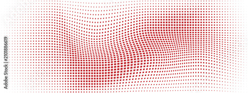Tableau sur toile Minimal red square lattice with smooth wave deformation, seamless abstract vecto