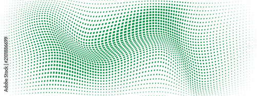 Bild auf Leinwand Minimal green square lattice with smooth wave deformation, clean geometric technology background, modern optical texture, EPS10