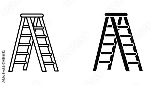 Konstfotografi Stepladder icon set, simple vector design of a folding ladder for home improveme
