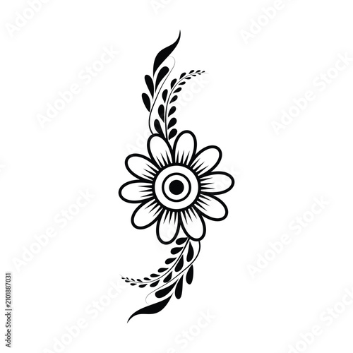 flower plant silhouette outline illustration coloring book page design,