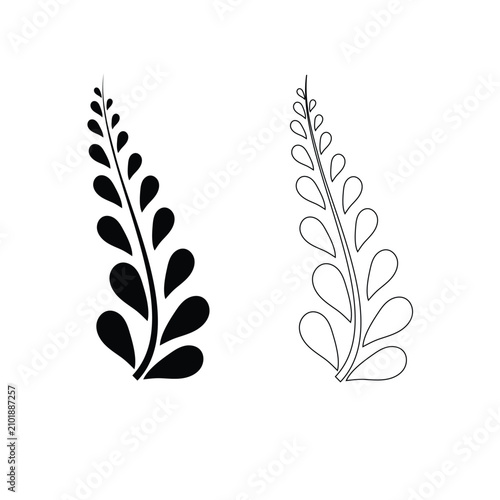 flower plant silhouette outline illustration coloring book page design,