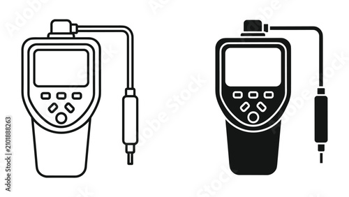 Cuadro en lienzo Digital ph meter or water quality tester icon set portable device with probe for