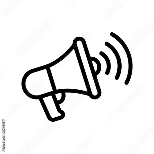 Schilderij op canvas Black and white megaphone icon loudspeaker.