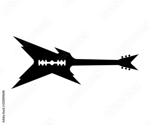Heavy metal electric guitar rock music instrument vector silhouette