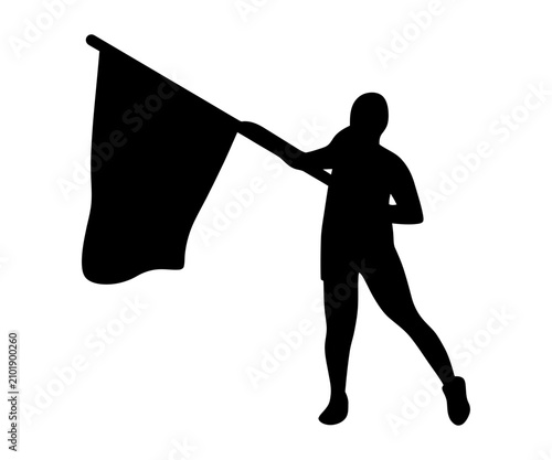 Female color guard flag bearer marching band vector silhouette