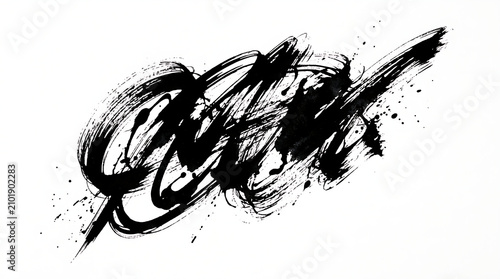 Black ink abstract feather design