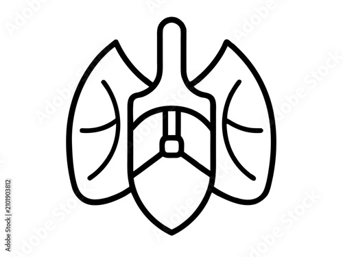 Bild auf Leinwand Human lungs and trachea anatomy line drawing illustration on white background