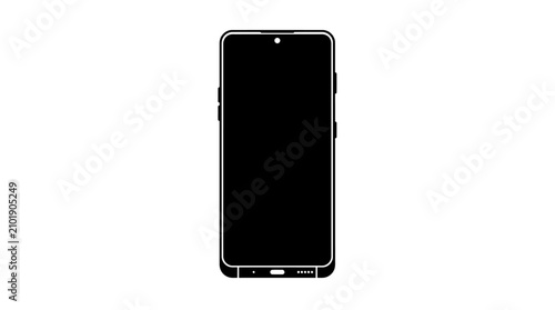 Black smartphone device screen front.