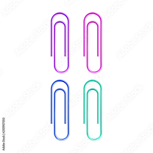 Colorful neon paperclips on transparent background PNG