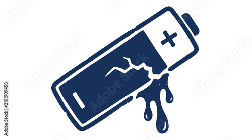 Foto Damaged Battery Leaking Power, Energy Depletion Concept