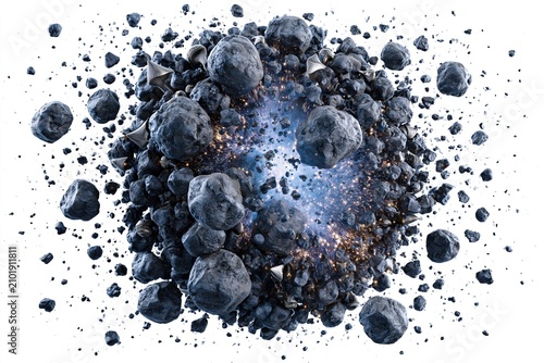 Explosive Meteorite Impact: Shards and Sparks