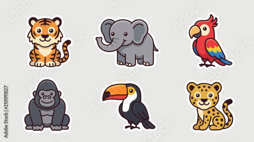 Photography Cute cartoon safari animal collection